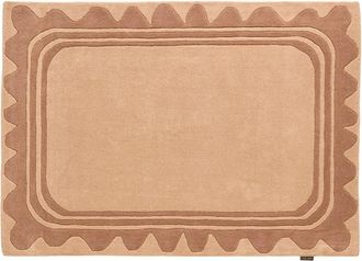 Nazar Rugs Alfombra lana tejida a mano ondulada marrón 200x290