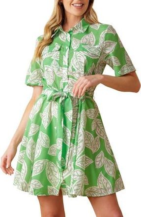Flying Tomato Short Sleeve Mini Shirtdress in Apple Green at Nordstrom Rack, Size Medium