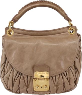 Miu Miu Coffer Satchel Matelasse Leather Pink Leather Handbag (Pre-Owned)