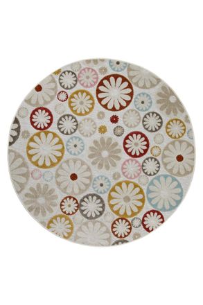 Wecon Home Alfombra redonda de interior/exterior con flores y relieve &Oslash;160