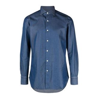 Finamore Classic Fit Denim Shirt - Heren - Spijkeroverhemden - Blauw - S - Denim - Overhemden