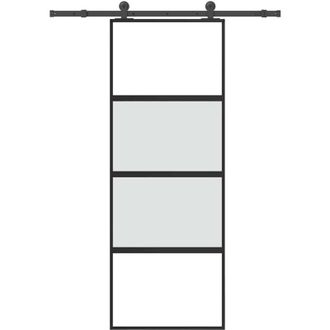 vidaXL Vidaxl - Puerta Corredera Set Herrajes Vidrio Templado Aluminio 76x205cm
