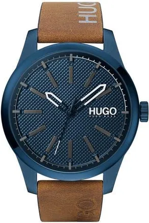 BOSS Invent Leather Strap Watch, 46mm in Blue Dial at Nordstrom Rack