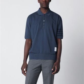 Thom Browne Navy blue cotton polo shirt