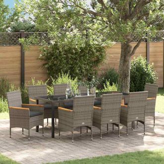 vidaXL Conjunto De Comedor De Jard&iacute;n 9 Pcs Gris Rat&aacute;n Sint&eacute;tico Vidaxl