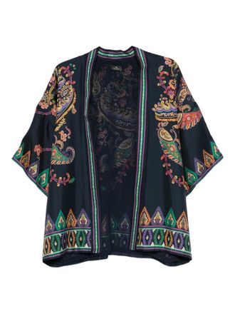Etro paisley trim jacket - Blue