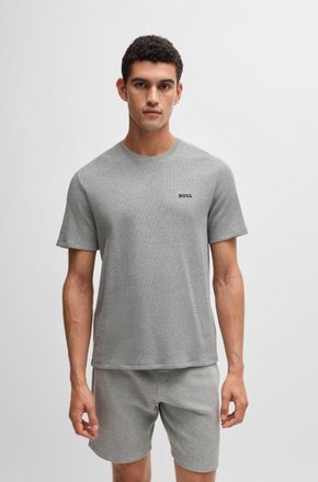 HUGO BOSS Pyjamaoberteil BOSS Waffle T-Shirt, Herren, Gr. XXL, grau (medium grau 033), Obermaterial: 60% Baumwolle, 40% Polyester, regular fit, Rundhals, Shirts