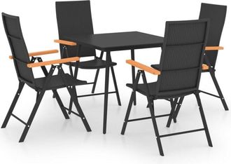vidaXL Juego De Comedor Para Jard&iacute;n 5 Piezas Negro Y Marr&oacute;n Vidaxl