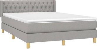 vidaXL Vidaxl - Cama Box Spring Con Colch&oacute;n Tela Gris Claro 140x190 Cm