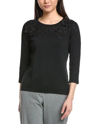 Anne Klein Pointelle Stitch Yoke Top