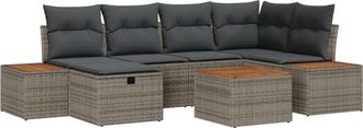 vidaXL Garden Sofa Set 7 pcs Grey 55 x 62 x 69 cm Poly rattan Vidaxl