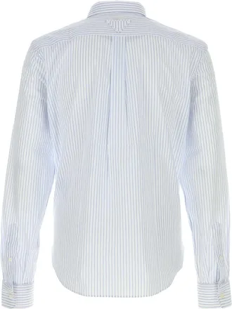 Prada Mens Striped Poplin Shirt Blue Trochusniloticus