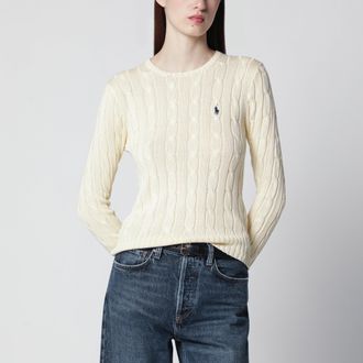 Polo Ralph Lauren Maglione a trecce color crema in cotone