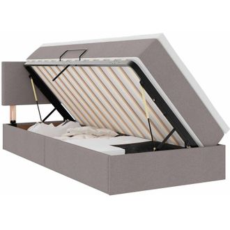 vidaXL Storage Bed with Mattress Taupe 90 x 190 cm Engineered Wood vidaXL