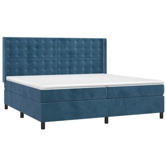 vidaXL Cama Box Spring Colch&oacute;n Y Led Terciopelo Azul Oscuro 200x200 Cm Vidaxl