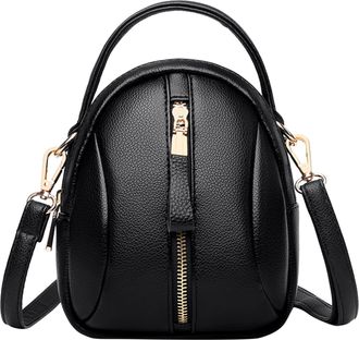 Generic Leather Small Crossbody Shoulder Messenger Bag For Women Lady Girl Mens Shoulder Bags (Black, One Size)