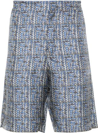 Fendi FF-print silk short - men - Silk - 48 - Blue