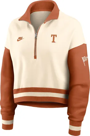 Nike Texas Legacy Nike Womens College Cropped Oversized 1/4-Zip Crew in Brown | 03O80E53TXV-A6C