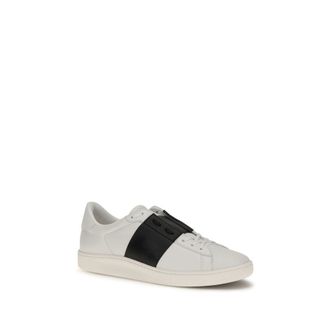 Valentino Garavani Mens Black Calf Leather Bos Taurus Low Top Sneakers
