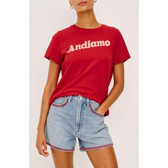 Rails x Giadzy The Classic Crewneck Graphic T-Shirt in Andiamo Tomato at Nordstrom, Size X-Small