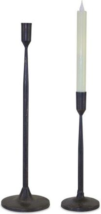Melrose International Metal Taper Candle Holder (Set of 2) - Black