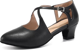 Generic Womens Latin Dance Shoes Womens Latin Dance Shoes Closed Toe Ballroom Salsa Tango Practice for Performances, 6 UK Red Comfortable Practice & Performan