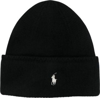 Ralph Lauren Merino Rib-Knit Muts - Dames - Hoeden - Zwart - ONE Size - Wol - Accessoires