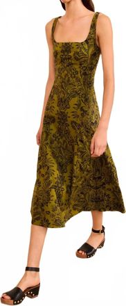 Ulla Johnson Natali Tank A-Line Dress In Olive Flora