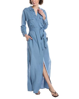 L'agence Lagence Cameron Long Linen-Blend Shirtdress