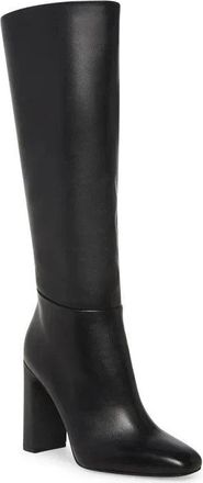 Steve Madden Ally Boots Womens Black Leather Knee High Bootie LION346
