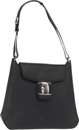 Ferragamo Pre-owned Shoulder Bags, female, Black, Size: ONE SIZE Pre-owned Leather Shoulder Bag