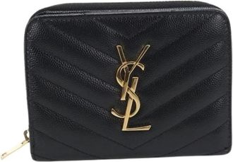 Saint Laurent Pre-owned Bi-fold Portemonnee - Dames - Vintage Accessoires - Zwart - ONE Size - Leer - Vintage
