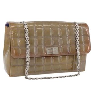 Chanel Pre-owned Shoulder Bags, female, Green, Size: ONE SIZE Pre-owned Vintage Patent Leather Shoulder Bag