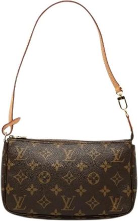 Louis Vuitton Pre-owned Pochette Accessoires - Dames - Vintage Schoudertas - Bruin - ONE Size - Leer - Vintage