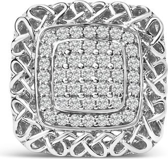 House of Brilliance Sterling Silver 1.0 Cttw Diamond Celtic Knot Cocktail Ring