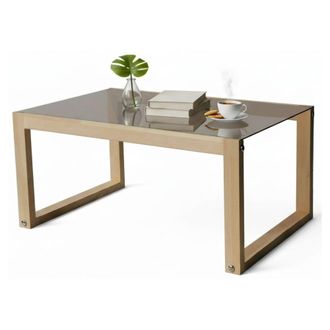 Dmora Dmora - Mesa De Caf&eacute; Gomeisa, Mesa De Centro Baja, Revistero Para Sof&aacute;, Estante De La Sala De Estar, 85x55h40 Cm, Roble, Con Embalaje Reforzado