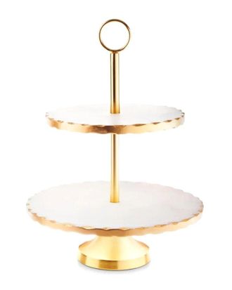 Godinger White Marble 2-Tier Serving Stand