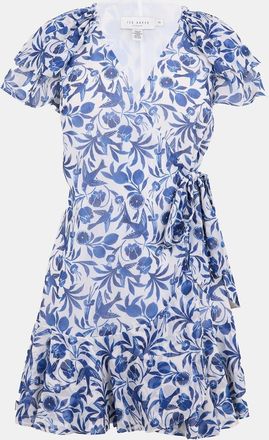 Ted Baker Womens Woven V-Neck Mini Wrap Dress in Blue - Size 10 UK
