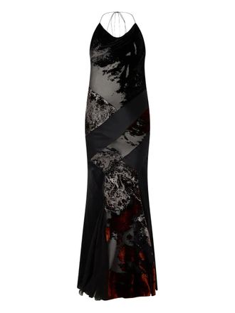 Roberto Cavalli marine-print halterneck maxi dress - Black