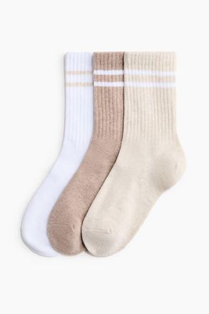 H&M 3-pack Sports Socks in White/beige at Nordstrom, Size 5