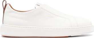 Santoni leather slip-on sneakers - men - Calf Leather/Calf Leather/Rubber - 11 1/2 - White