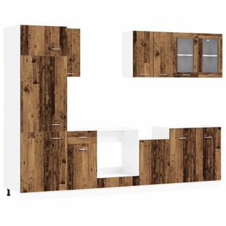 vidaXL Unidad De Cocina Lyon 8 Pcs Madera Envejecida Vidaxl