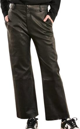 SPRWMN Womens Leather Cropped Trousers In Black