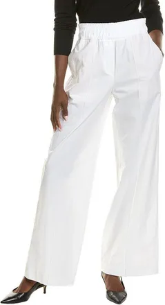 Brunello Cucinelli Optical White Wide-Leg Trousers, Brand Size 44 (US Size 10)