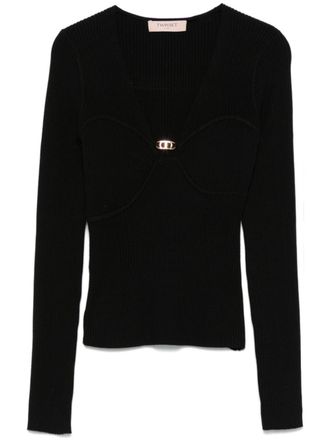 Twin-Set Top met Oval T-plakkaat - Zwart