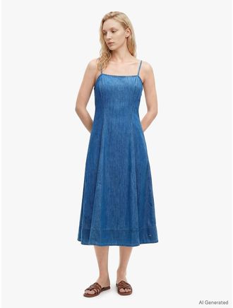 Tommy Hilfiger Womens Lightweight Denim Maxi Dress - Blue - XXL