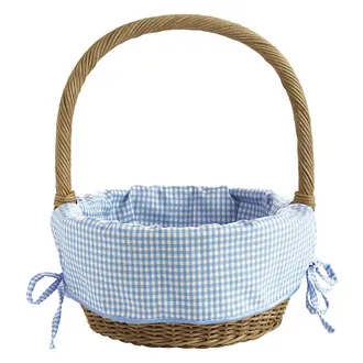 Ballard Designs Wicker Easter Basket with Liner - Blue Gingham - Ballard Designs