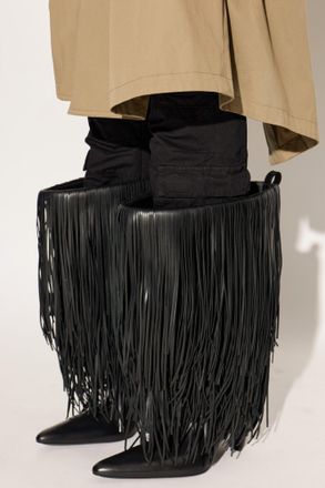 Balenciaga Leather Heeled Boots Phoenix, Womens, Black