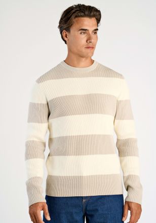 Lindbergh Strickpullover LINDBERGH, Herren, Gr. XXL, lt stone grau, Strick, Obermaterial: 80% Baumwolle, 20% Polyester, colorblocking, normal h&uuml;ftbedeckend, Run