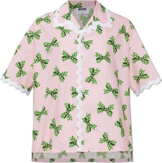 Moschino Overhemden, Dames, Roze, XS, Katoen, Printed Shirt